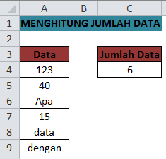 Menghitung jumlah data teks dan angka di Excel